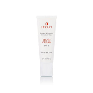Unsun Protect & Smooth Emollient Rich Hand Cream SPF 15 at Selenite Beauty Charlotte.